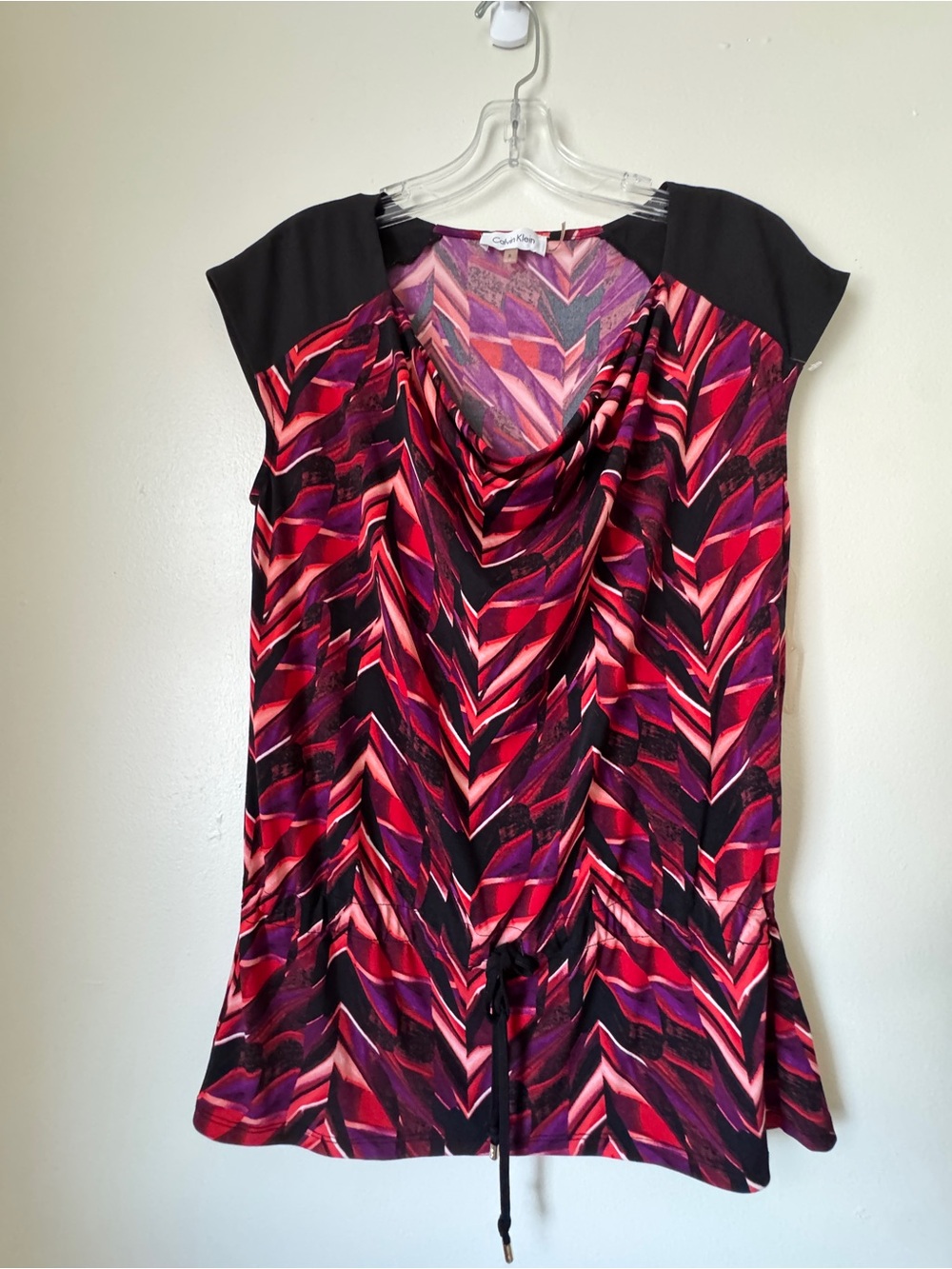 Calvin Klein Abstract Chevron Cowl Neck Tunic Size S
